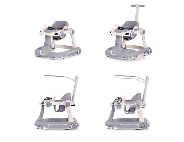 Chipolino Lauflernhilfe Happy Walker 5 in 1 Schaukelfunktion Musik Lichter Räder grau
