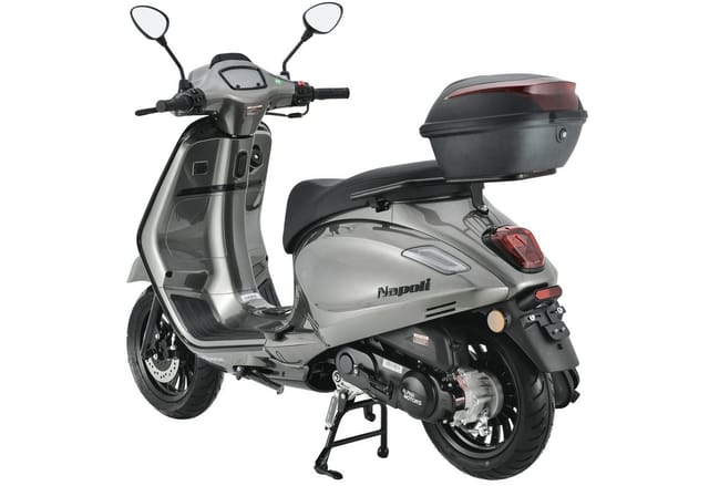 Alpha Motors Motorroller Napoli 50 ccm 45 km/h EURO 5 silber-schwarz inkl. Topcase