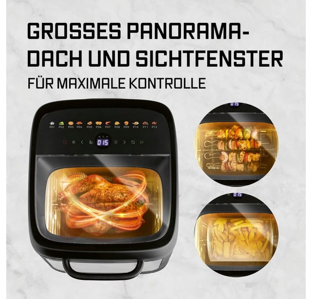 GOURMETmaxx Heißluft-Ofen Panoramadach 1800W