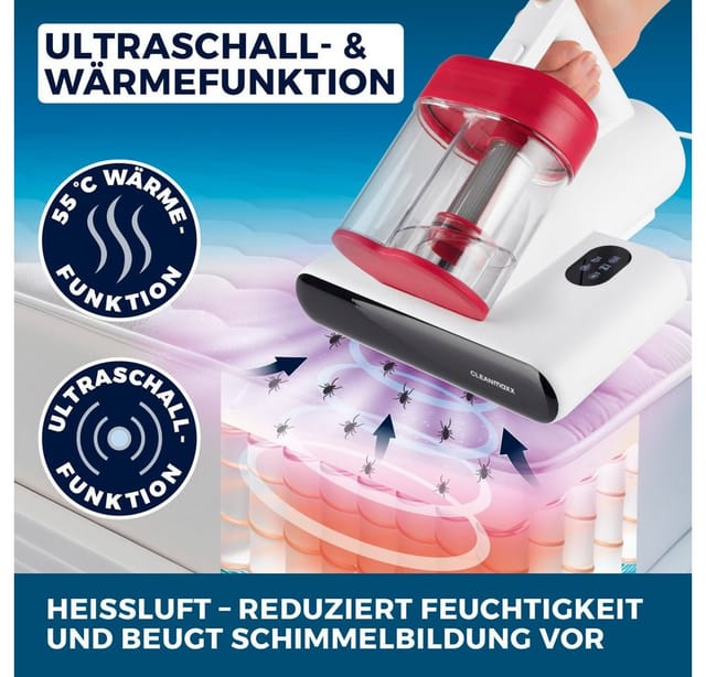 CLEANmaxx Milben-Handstaubsauger 400W weiß/rot