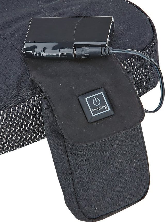 Beheizbarer Sattelbezug, mit Li-Ion Akku, inkl. Ladekabel, rutschfeste Unterseite mit Kordelzug, Farbe: schwarz