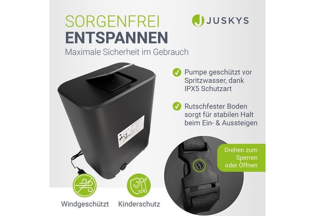 Juskys® Whirlpool SpaLuxe – 130 Sprudeldüsen, 2400W Heizung, 910L Volumen - Grau / Blau