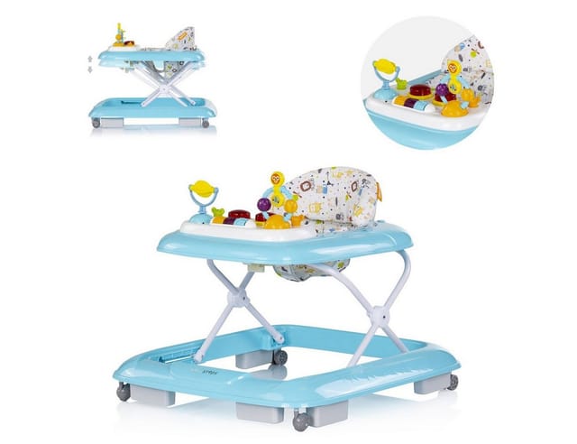 Chipolino Lauflernhilfe Baby Steps Musik Spielpanel Räder Stopper klappbar Licht blau