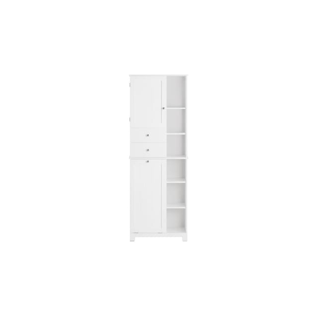 SoBuy Badezimmer-Hochschrank mit 2 Schubladen Weiß 60x37x171cm Nordisch