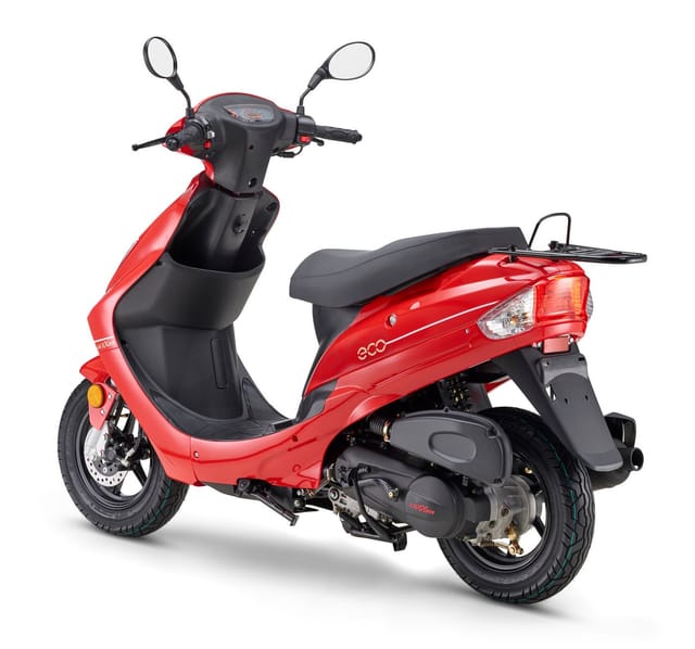 LuXXon Motorroller ECO (45km/h) E5 EFI, rot - 50ccm 4-Takt, 2,2kW/3PS, 1,9l/100km, 10" Reifen, mit Staufach, StVZO