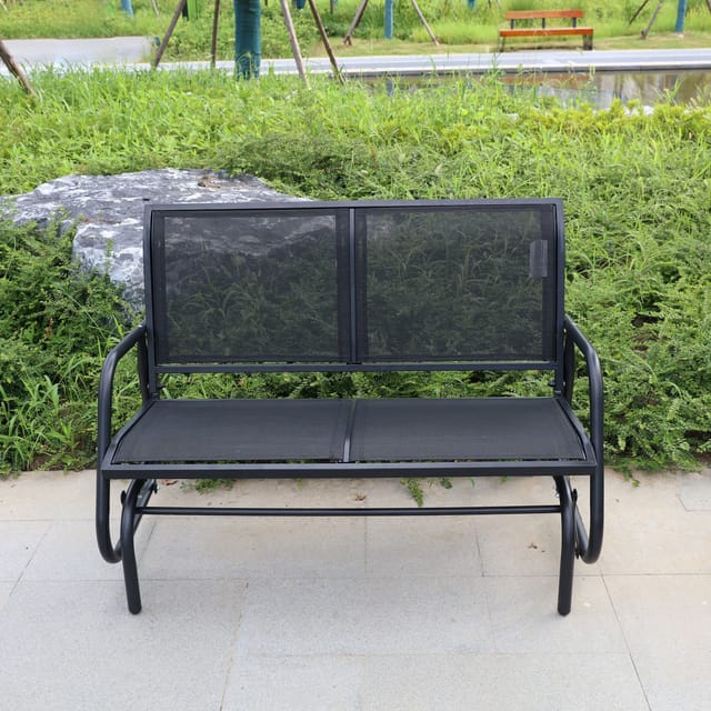 2-Sitzer Garten Schaukelbank, ca. 120 x 70 x 83 cm - Schwarz