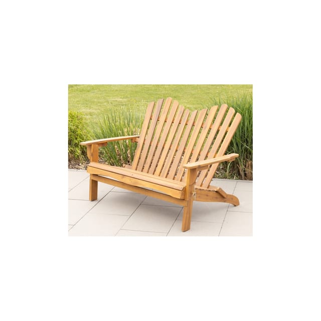 2-Sitzer Adirondack-Gartenbank klappbar aus Akazienholz, ca. 125 x 80 x 94 cm – Hellbraun