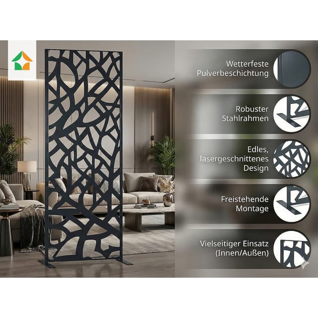 Dekoratives Metallpaneel ca. 150 x 50 cm - Schwarz Roma