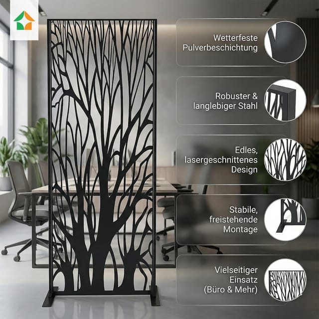 Dekoratives Metallpaneel ca. 150 x 50 cm - Schwarz Auenland
