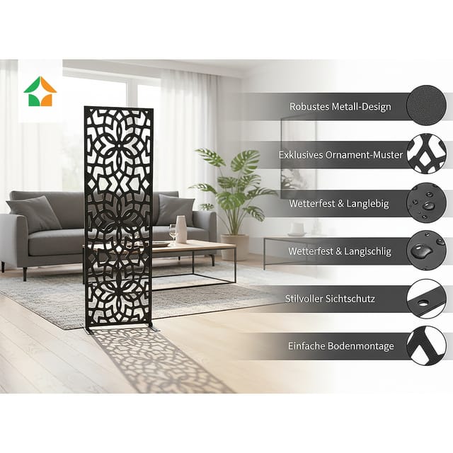 Dekoratives Metallpaneel ca. 150 x 50 cm - Schwarz Mosaik