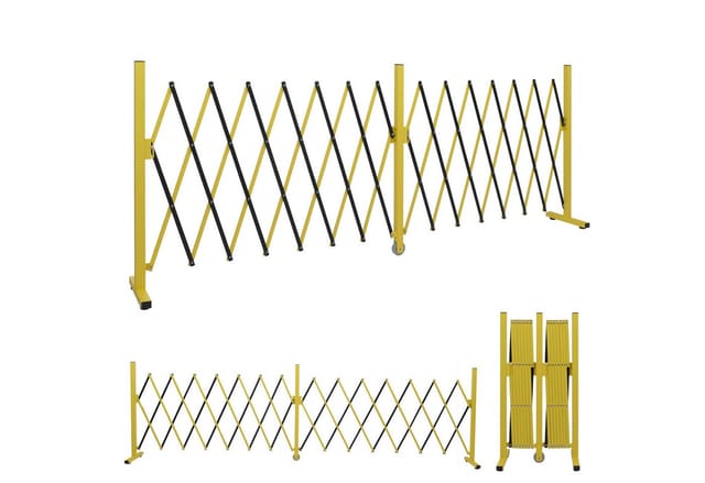Alu Absperrgitter MCW-B34, Scherengitter Zaun Schutzgitter ausziehbar, 103x52-400cm ~ gelb-schwarz