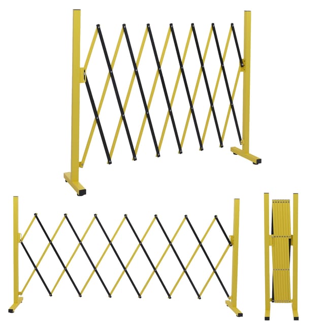 Alu Absperrgitter MCW-B34, Scherengitter Zaun Schutzgitter ausziehbar, 103x28-200cm ~ gelb-schwarz