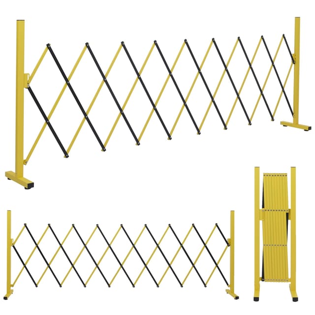 Alu Absperrgitter MCW-B34, Scherengitter Zaun Schutzgitter ausziehbar, 103x32-265cm ~ gelb-schwarz