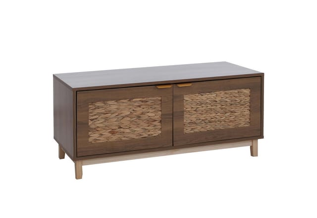 Sitzbank MCW-P54, Garderoben-Bank Schuhregal Schuhablage, MDF Melamin Wasserhyazinthefront 45x100x42cm ~ braun