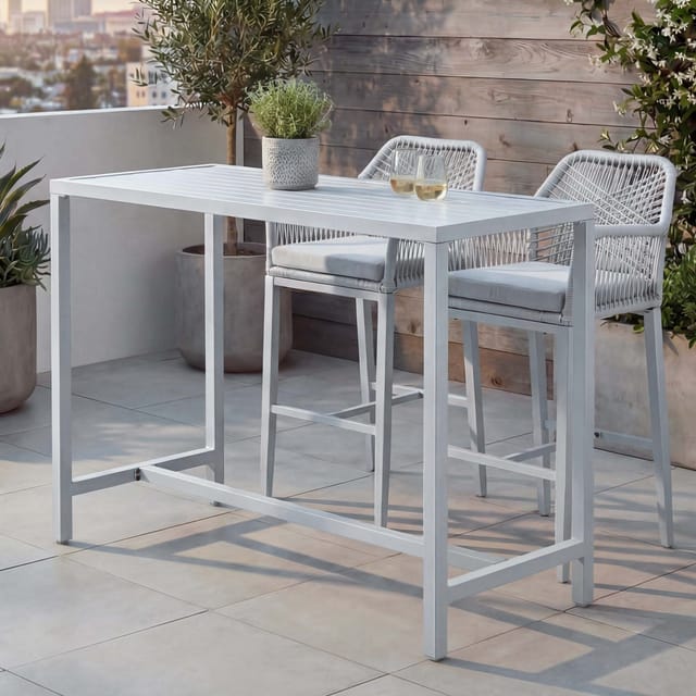 Stehtisch MCW-P91, Gartentisch Bartisch Tisch, Outdoor Metall 105x130x65cm ~ hellgrau