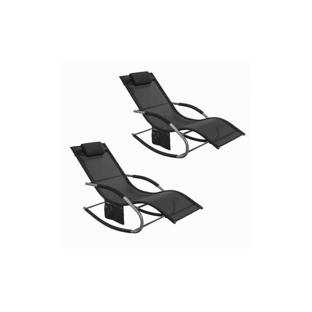 SoBuy Schaukelstuhl-Set Für 2 Personen Schwarz 150x63x87cm Modern