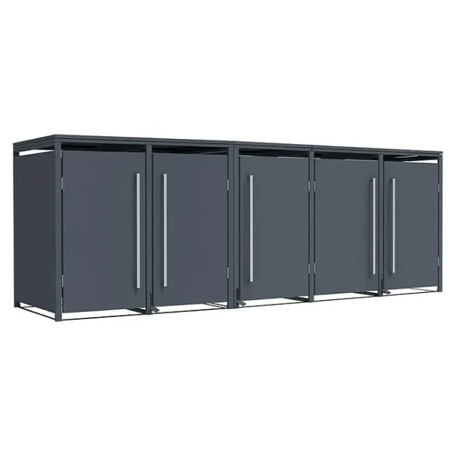 Westmann Mülltonnenbox Pedura 5 5x 240L mit Fußpedal Anthrazit 80x331x116cm