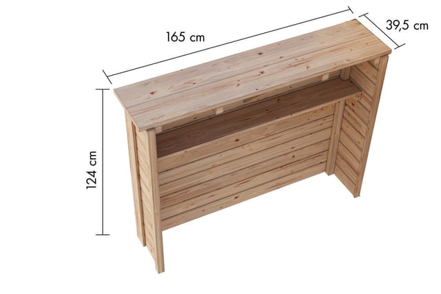 Karibu Holztheke Poolbar Stehtheke 28mm mit integrierter Ablage