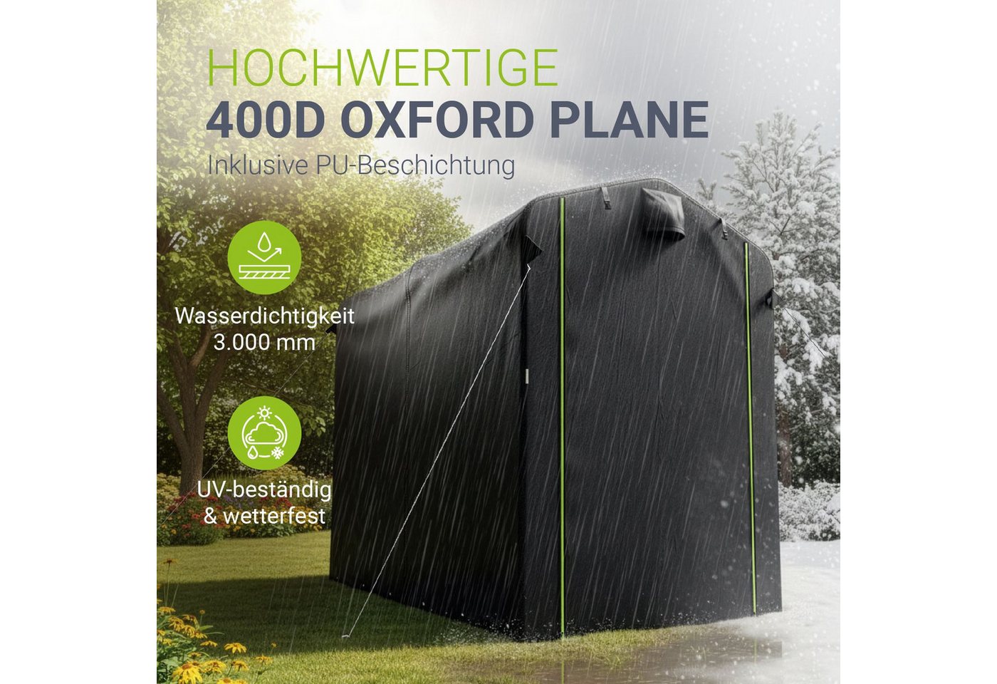 Juskys® Gerätezelt S - 3,6 m³ Outdoor Unterstand mit Fenster & Tür, 180x120x165 cm, wasserfeste Plane & Metallrahmenkonstruktion, Schutz im Außenbereich