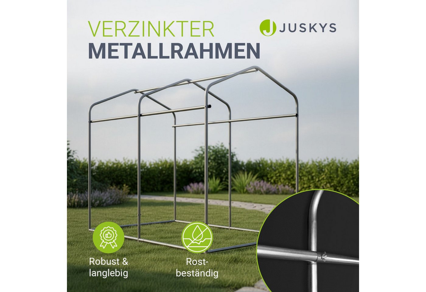 Juskys® Gerätezelt S - 3,6 m³ Outdoor Unterstand mit Fenster & Tür, 180x120x165 cm, wasserfeste Plane & Metallrahmenkonstruktion, Schutz im Außenbereich Bild 3