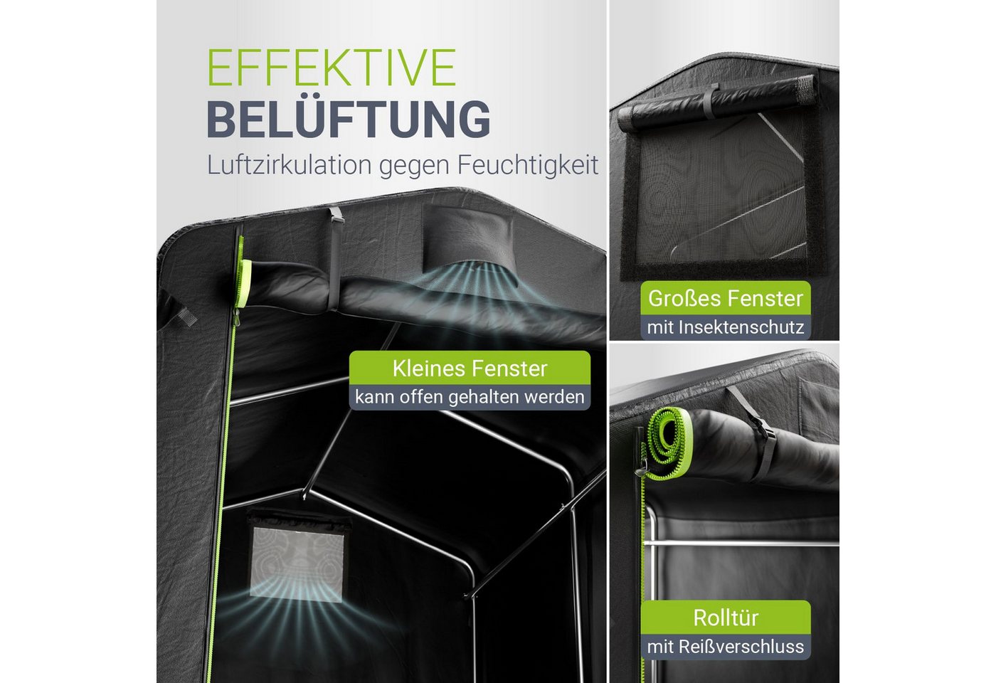 Juskys® Gerätezelt S - 3,6 m³ Outdoor Unterstand mit Fenster & Tür, 180x120x165 cm, wasserfeste Plane & Metallrahmenkonstruktion, Schutz im Außenbereich Bild 5