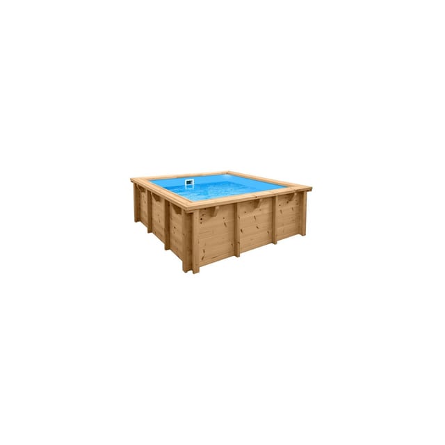 Holzpool „Java“ quadratisch 2,10 × 2,10 m × 0,78 m Wärmepumpe Set