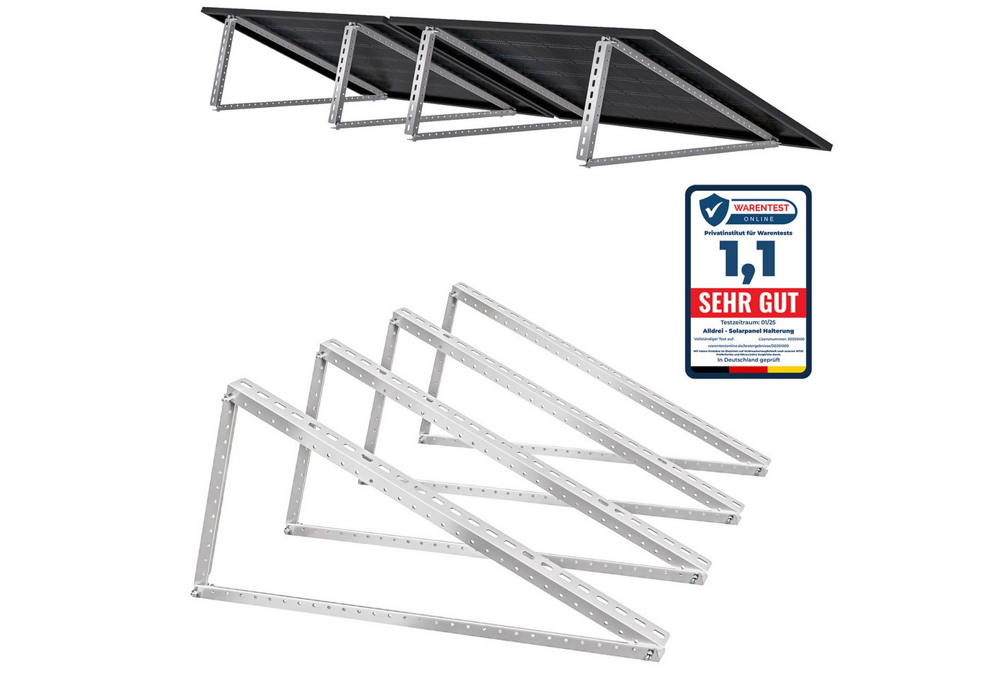 Solarmodul Halterung Solarpanel Halterung 120cm, 4 Stück,Solarpanel Halterung für 2 Module, 0% MwSt., Geeignet für Flachdach/Garten/Wand Bild 4