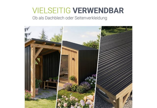 JUSKYS® Profilblech Anthrazit - 14er Set, 110x45 cm, 0,23 mm, verzinkter Stahl, UV-beständig, hohe Tragfähigkeit, mit vorgebohrten Löchern