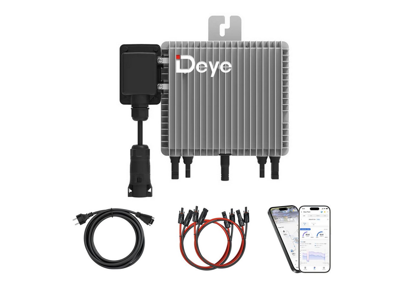 DEYE Mikro-Wechselrichter 800 W SUN-M80G4-EU-Q0 inkl. 5m Anschlusskabel und 4x1m Solarkabel für Balkonkraftwerk, IP67 wetterfest, Plug&Play Installation, 2 MPPT, WIFI, Micro Inverter Bild 2