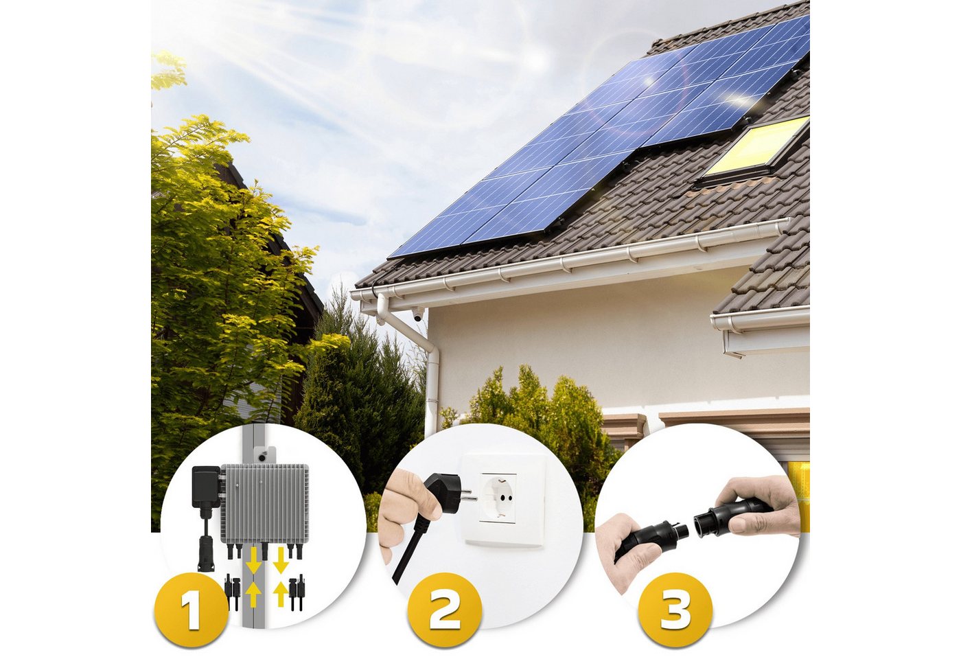 DEYE Mikro-Wechselrichter 800 W SUN-M80G4-EU-Q0 inkl. 5m Anschlusskabel und 4x1m Solarkabel für Balkonkraftwerk, IP67 wetterfest, Plug&Play Installation, 2 MPPT, WIFI, Micro Inverter Bild 5
