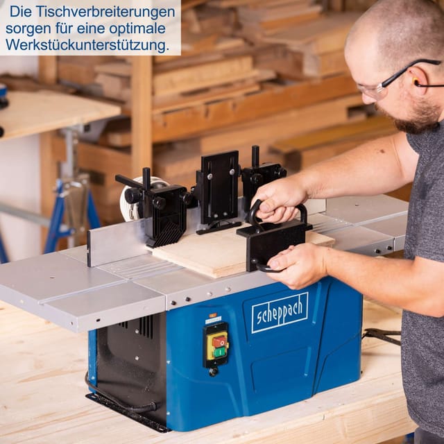 Fräsmaschine HF50 scheppach - 40mm Spindelhöhe | 6, 8 und 12mm Spannzangen | Tischverbreiterung