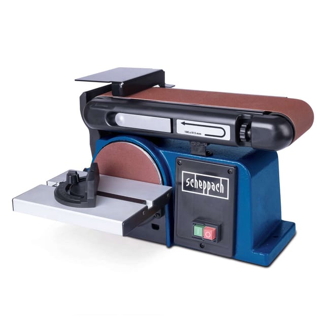 Band- und Tellerschleifer BTS800 Scheppach - 370W | 150mm Schleifteller | 2850min-1 Geschwindigkeit | 215x145mm Arbeitstisch