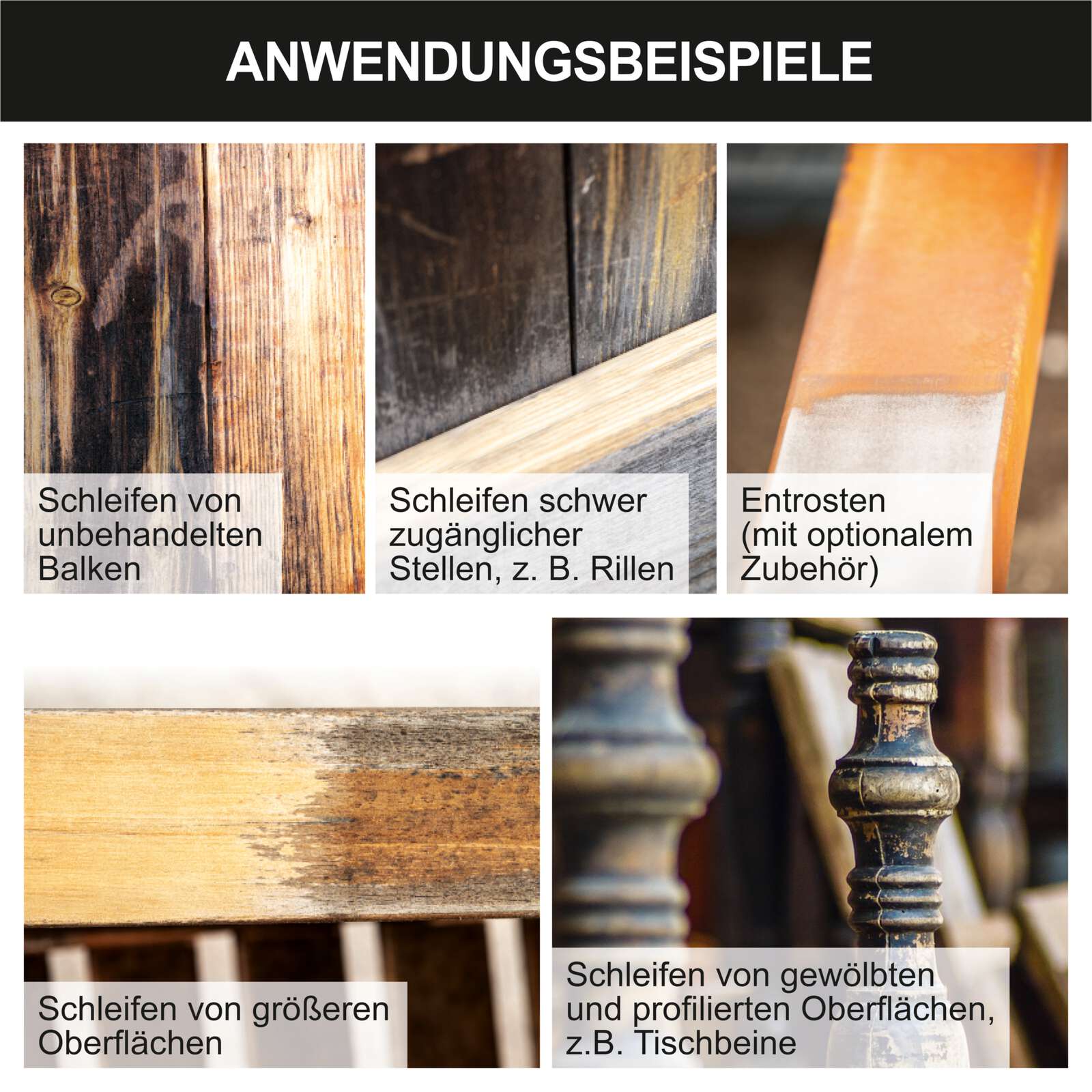 Satiniermaschine RMS500-BE Scheppach - 10-60 mm Bürstenbreite | variable Drehzahl | Bürstenschleifer inkl. Schleifbürstenset | Renovierungsschleifer Bild 3