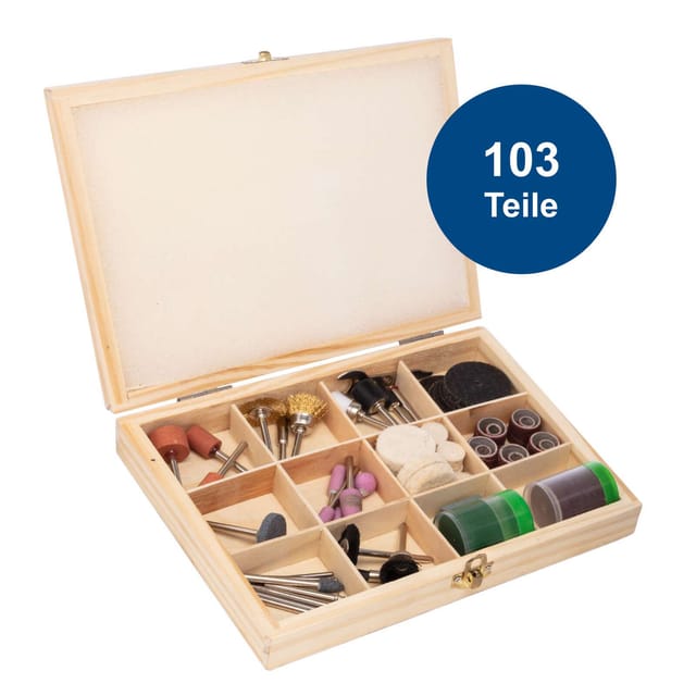 Doppelschleifer HG35 Scheppach - flexible Welle | 2x Ø75mm x 20mm Schleifscheibe | 103-tlg. Zubehör