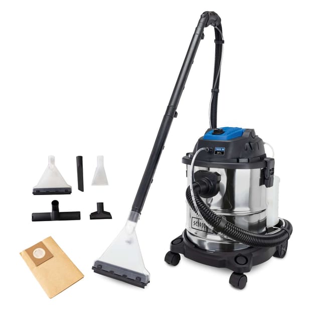 Sprüh- und Waschsauger SprayVac20 Scheppach - 1600W | 20L Behälter | 5in1 Wasch- Nass- & Trockensauger | 2m Kunstoffschlauch | inkl. Zubehör