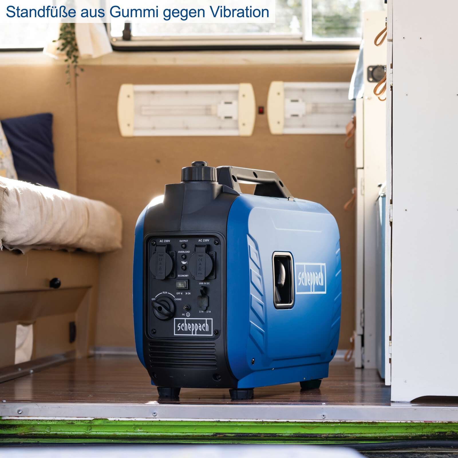 Inverter Stromerzeuger SG2500i Scheppach - 2000W | 2x 230V Steckdose / 2x USB Typ A (schnell ladend) Bild 4