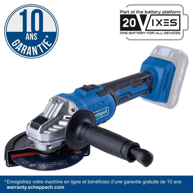 Akku Winkelschleifer C-ATB15/1-X Scheppach - 20V | 125mm Durchmesser | 2500-10000min-1 Drehzahl | Koffer u. 15tlg. Zubehörset | inkl. Akku & Ladegerät
