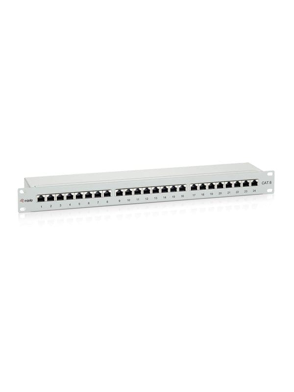 Digital Data Equip Premium 24-Port Cat.6 Shielded Patch Panel Light Grey