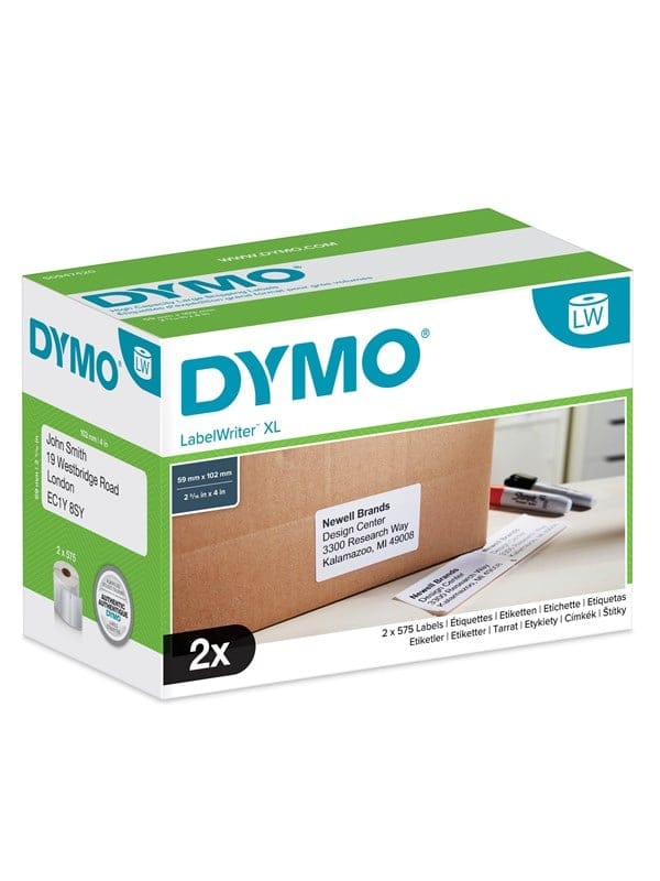 DYMO LabelWriter Versand/Namensschild-Etiketten | 102 mm x 59 mm | 2 Rollen mit je 575 leicht ablösbaren Etiketten