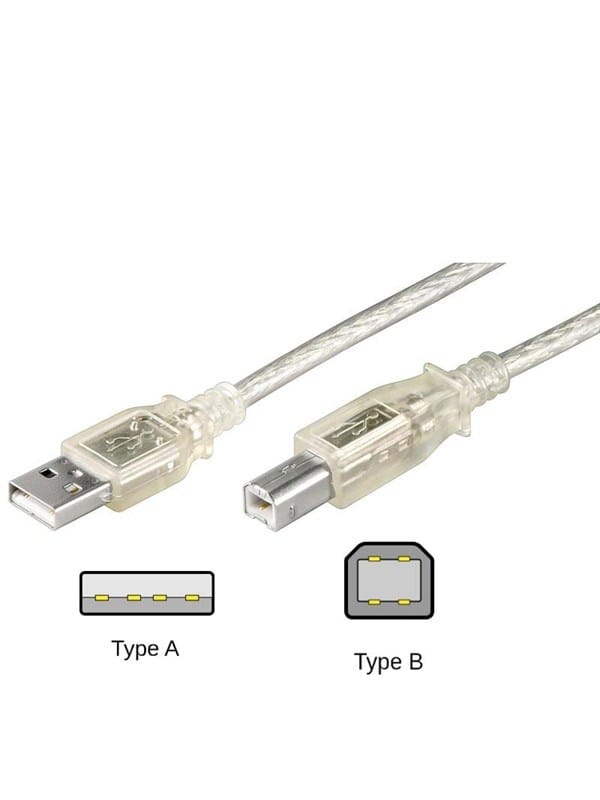 Pro USB-A USB-B 2.0 - 1m - Transparent