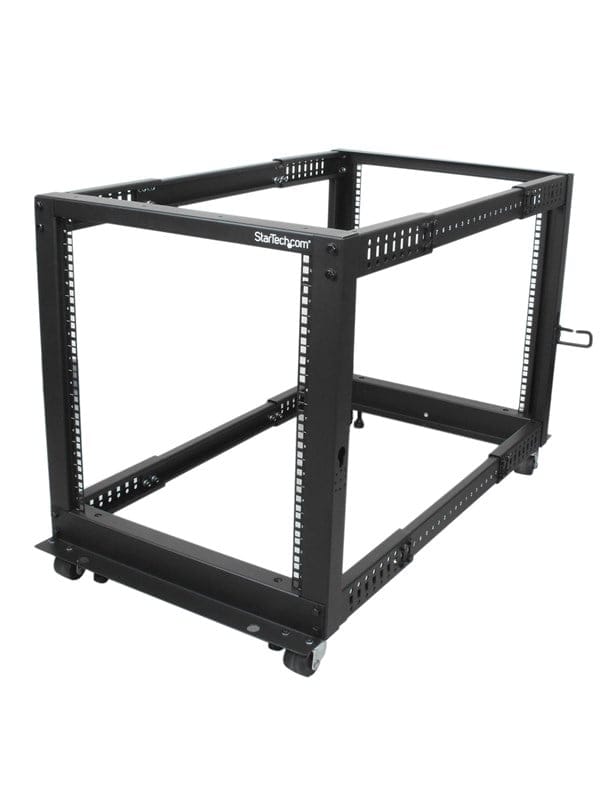 StarTech.com 12U Eistellbarer Depth Open Frame 4 Post Server Rack w/ Casters Levelers und Kabel Management Hooks