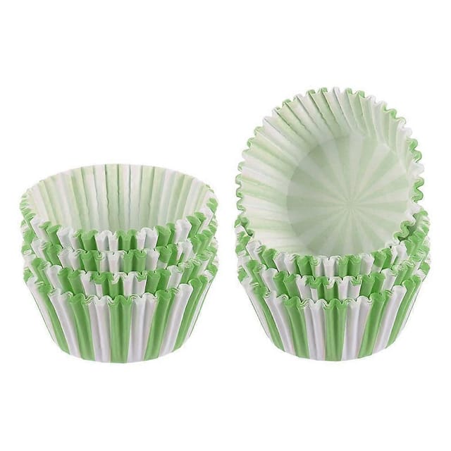500 Grün Gestreifte Cupcakes Mit Farbig Gestreiftem Pergamentpapier Zur Dekoration Von Partytorten.