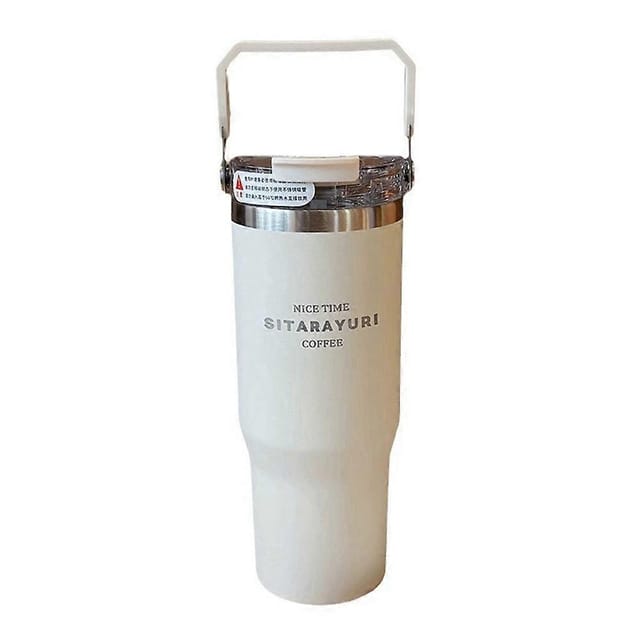 Sitarayuri Isolierter Edelstahlbecher Mit Klappbarem Strohhalm Und Griff, Auslaufsicher, Kompatibel Mit Becherhaltern (900 Ml)
