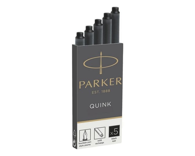 Parker Tintenpatronen für Füller | lange Patronen | schwarze QUINK Tinte | 5 Stück