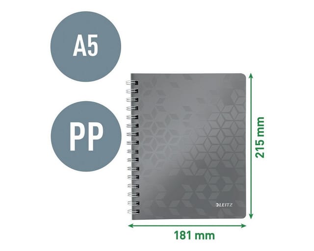 Leitz WOW Collegeblock A5 kariert spiralgebunden mit PP-Einband