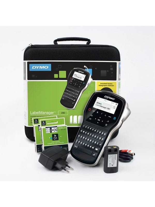 DYMO LabelManager 280 Etikettendrucker mit 2 Rollen D1 Etiketten & Tragetasche