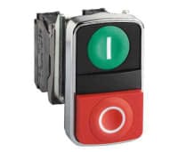 Schneider Electric Harmony double pushbutton complete with white i on green pus