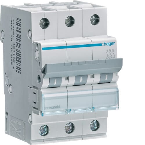 Hager Miniature circuit breaker mcb 3p 6ka c-16a