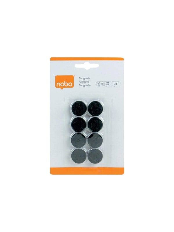 Nobo Magnete, 20 mm, 8 Stück, blau, Blisterverpackung Schwarz