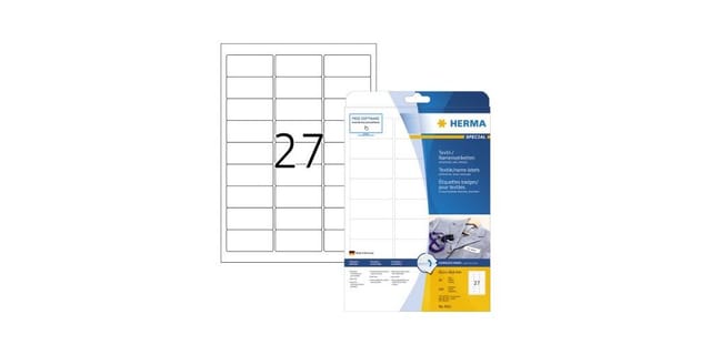 HERMA Namensetiketten, ablösbar, A4, 63,5 x 29,6 mm, weiß, aus Acetatseide, bedruckbar